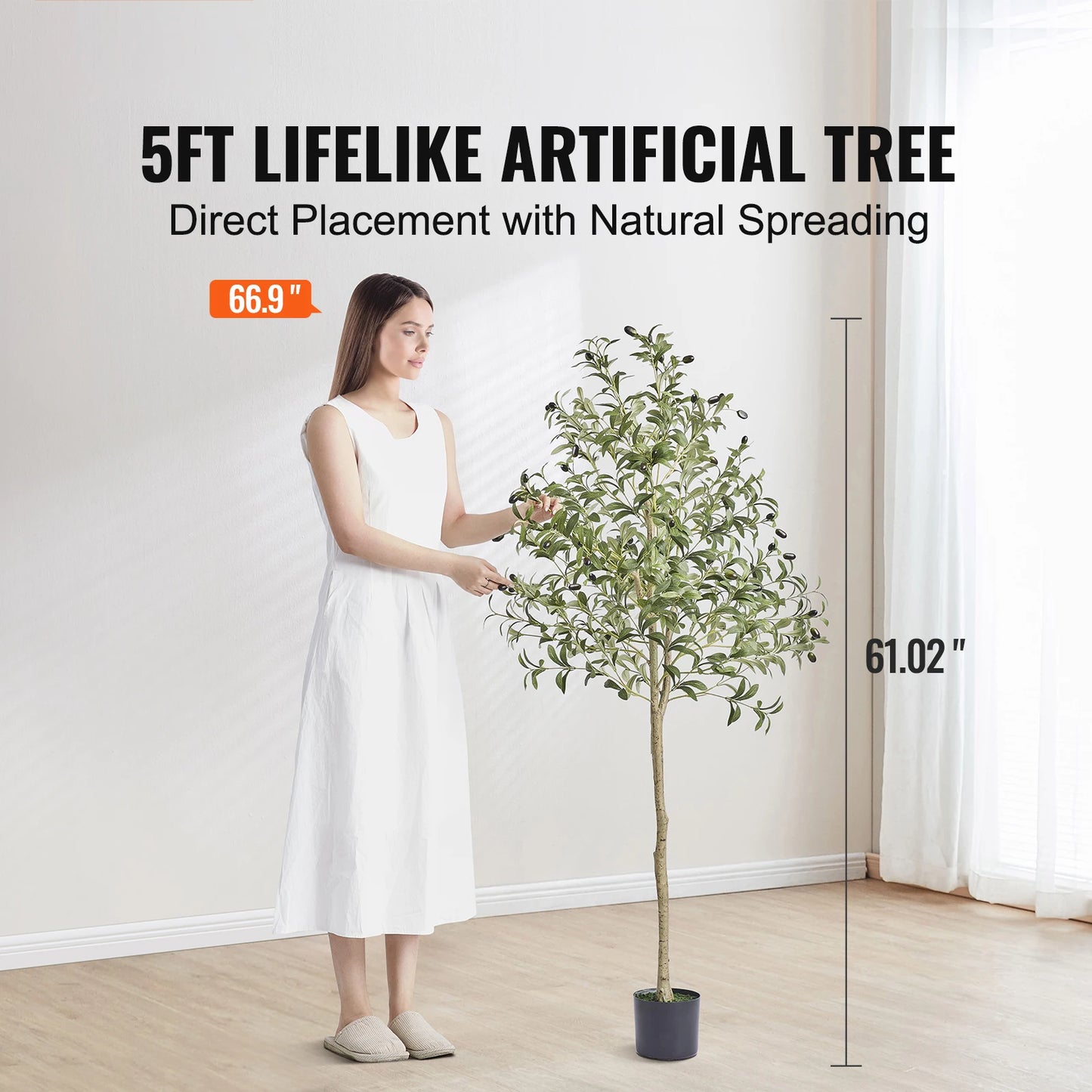 SucceBuy Artificial Olive Tree Faux Plant Anti Tip Low Maintenance