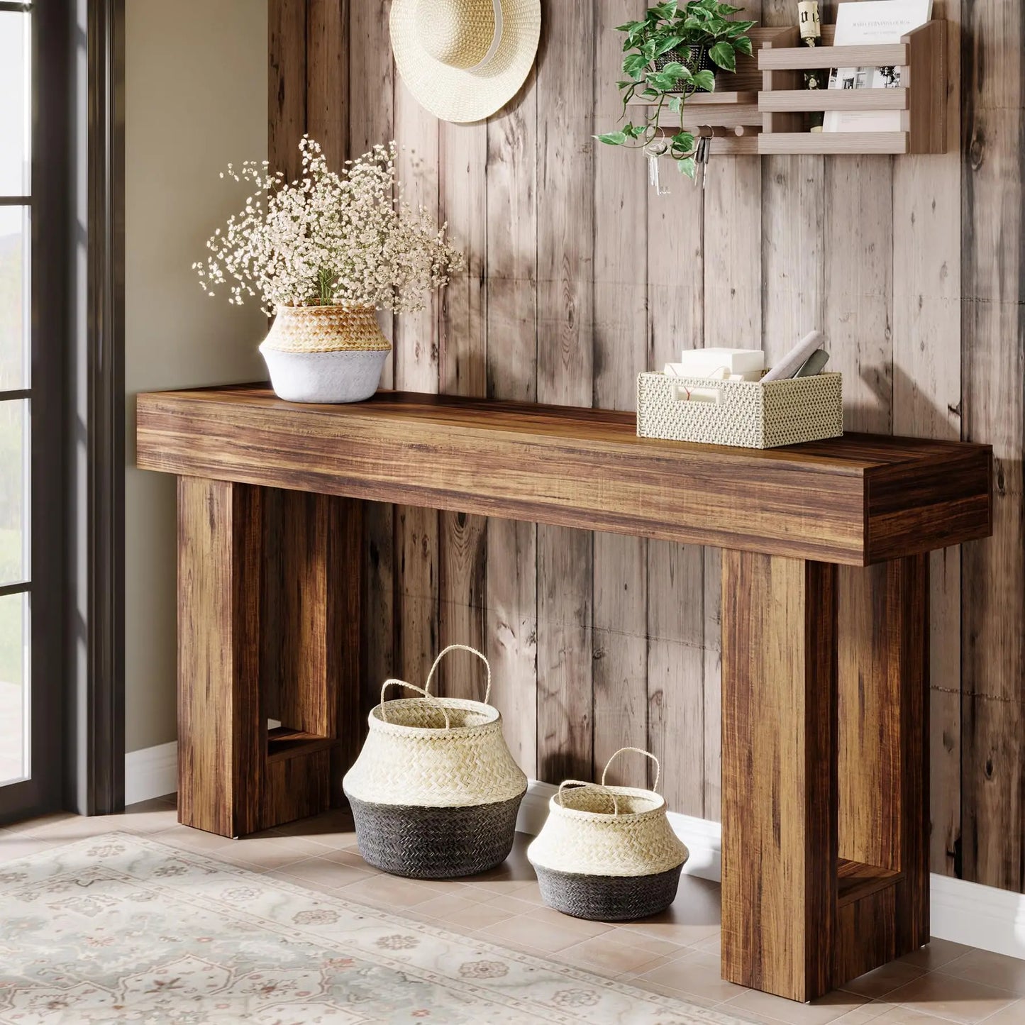 Tribesigns Farmhouse Console Table Wooden Sofa Table