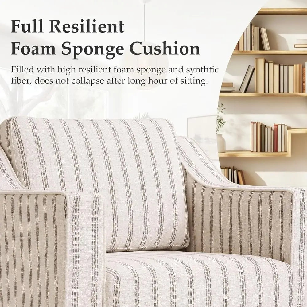 Pair Fabric Armchairs With 360 Degree Swivel For Living Room