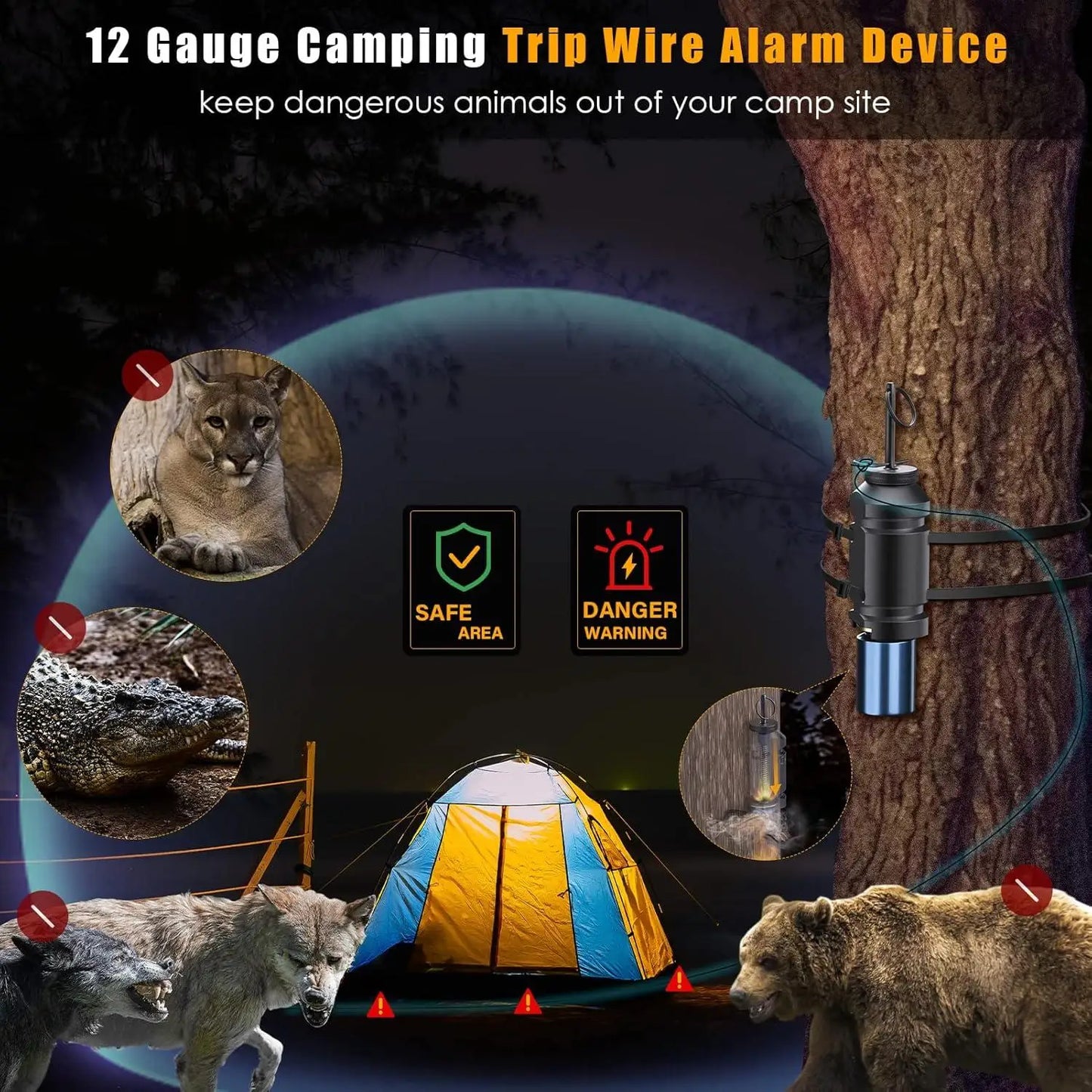 6-Pack Perimeter Trip Wire Alarm With Kevlar Cord Bear Deterrent