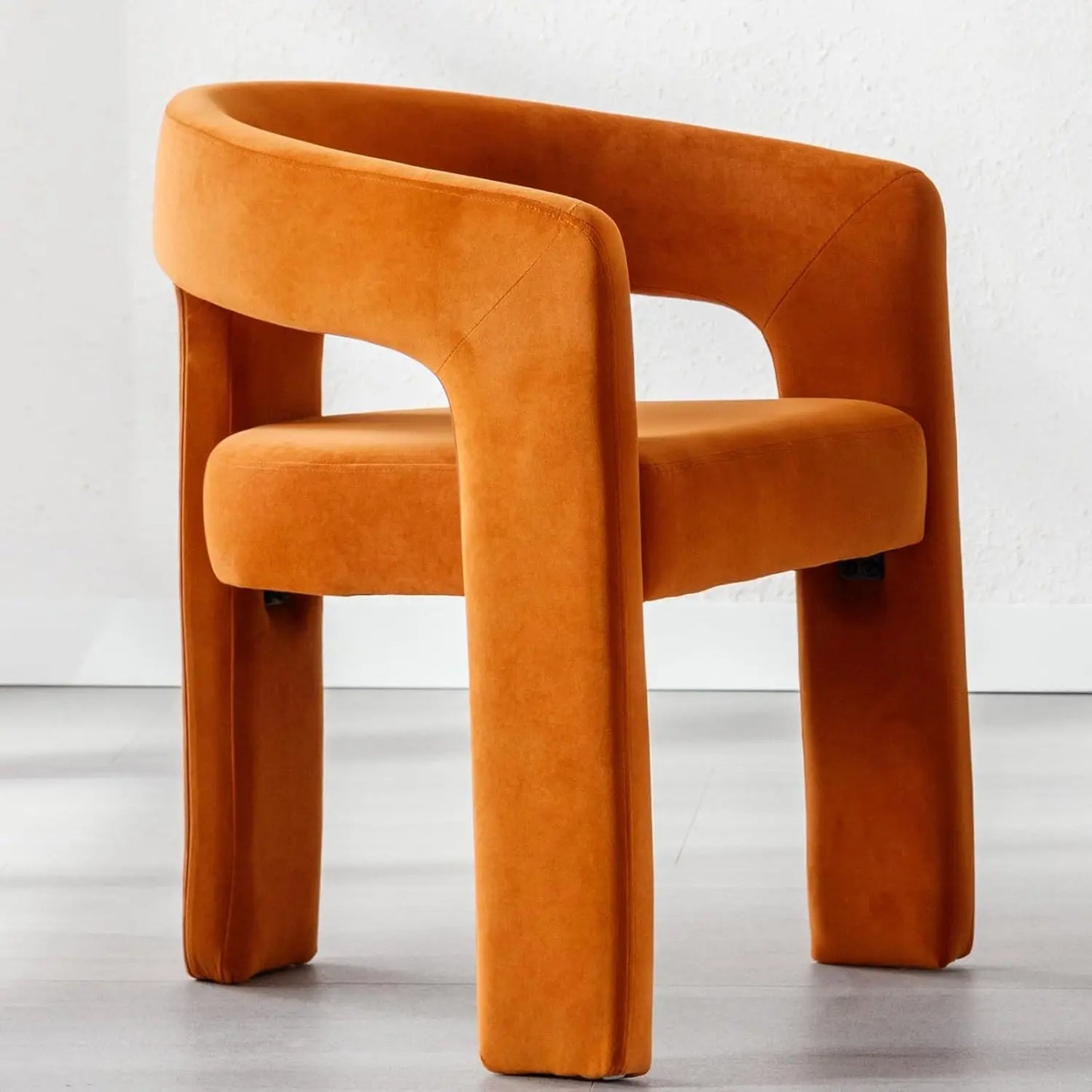 Barrel Dining Chair Upholstered Faux Leather Armchair For Living Room