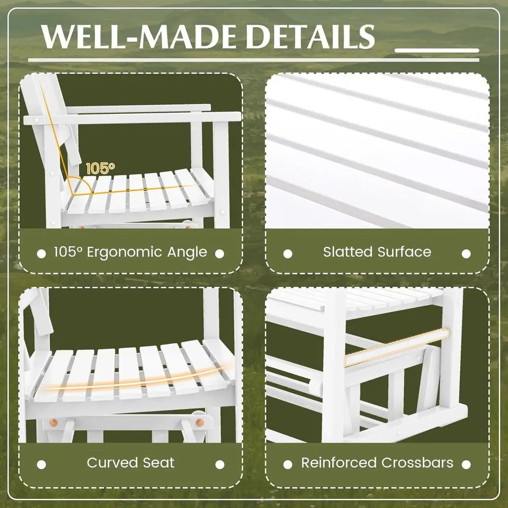 Outdoor Wood Patio Swing Glider Loveseat For Porch Or Garden
