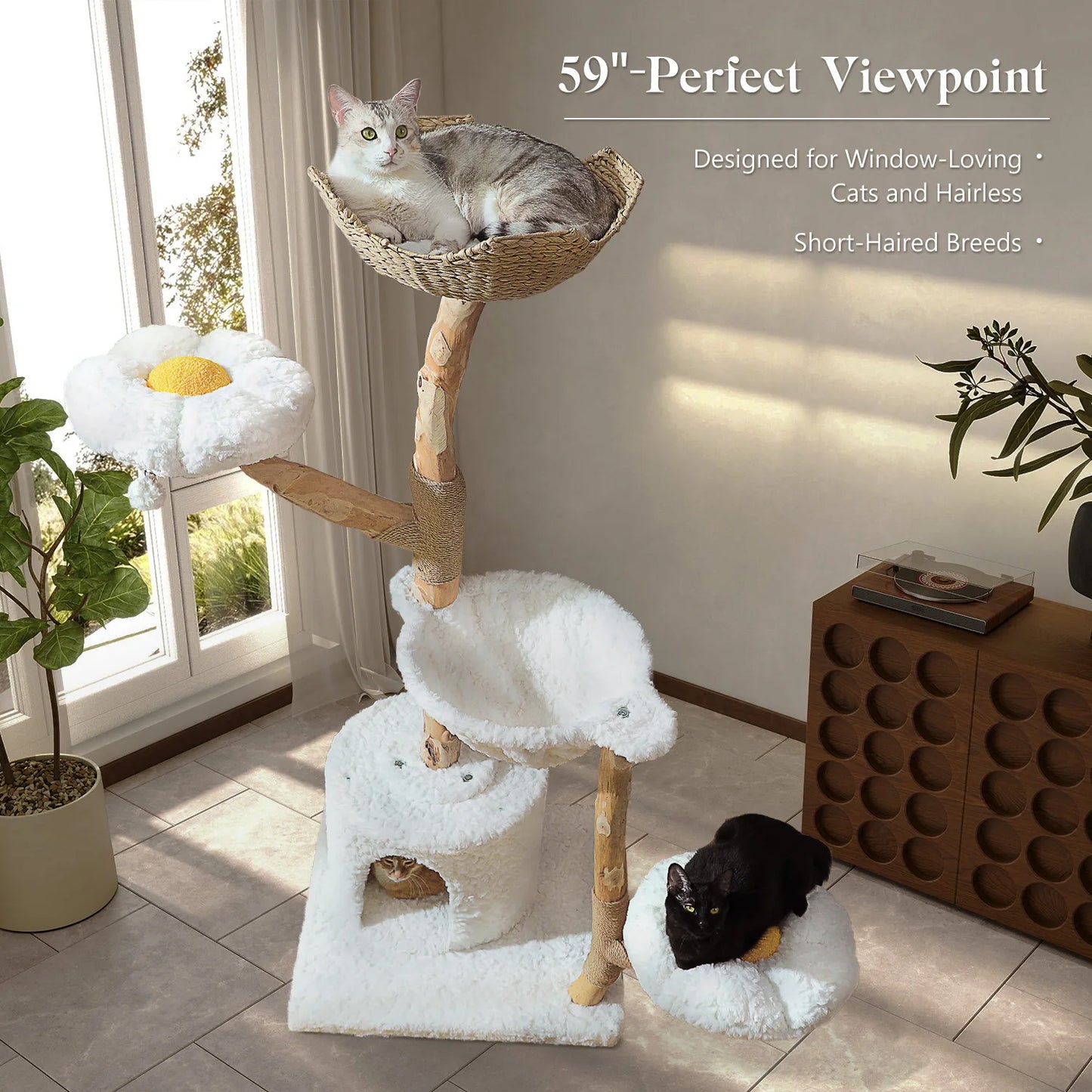 PAWZ Road Cat Tree Tower With Sisal Scratching Post Basket Bed