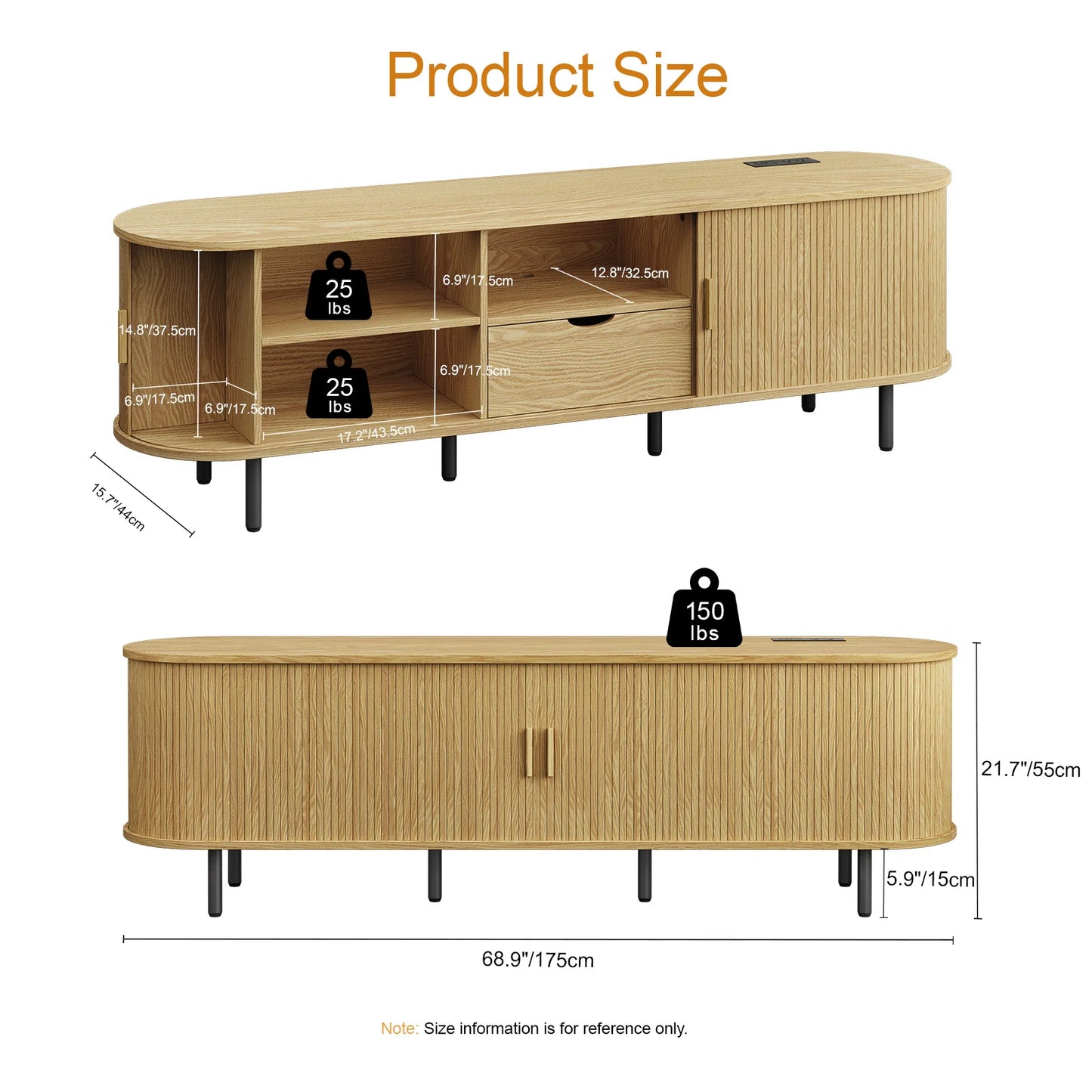 ONBRILL TV Stand With Power Outlet Entertainment Center With Storage