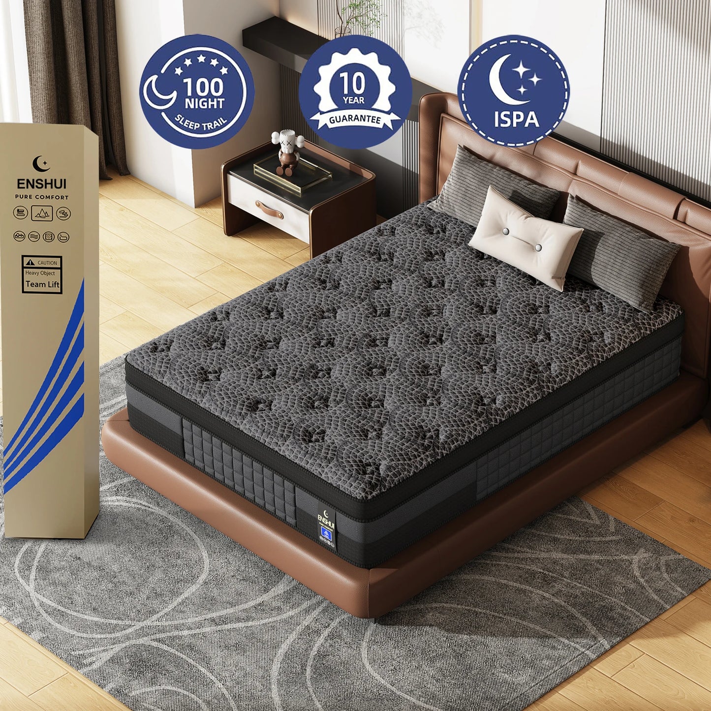NONECN Gel Memory Foam Mattress Cooling for Back Pain Relief