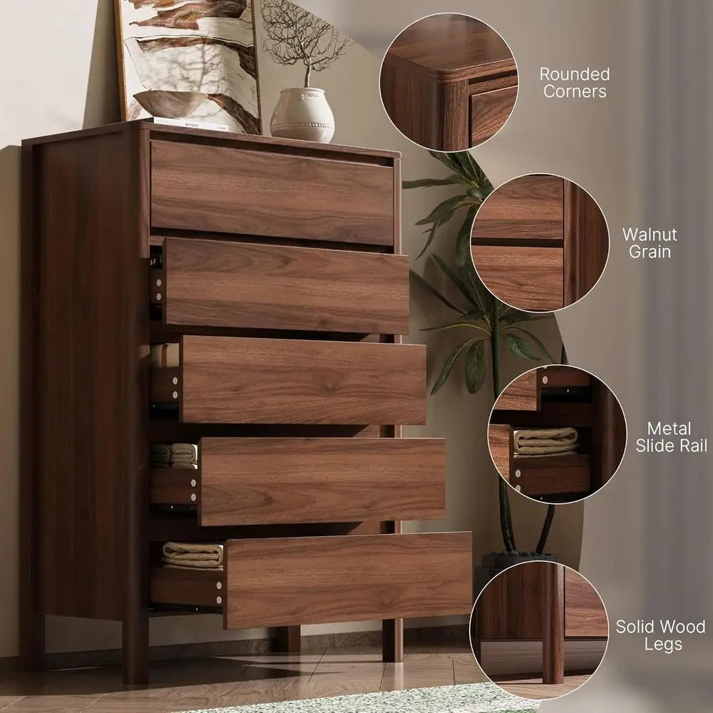 Space Saving Tall Wooden Storage Chest With Hidden Handles