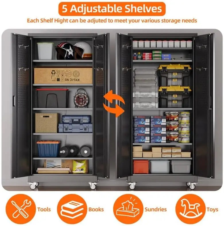 Garage Storage Cabinet With Door Pegboard Lockable Metal Cabinet