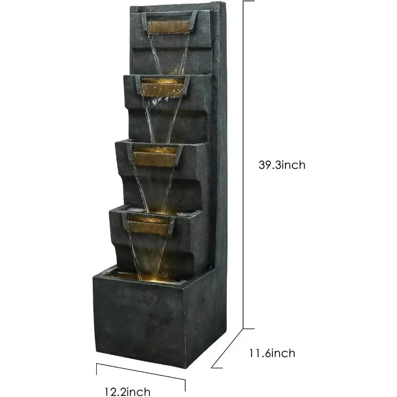 4-Tier Cascading Indoor Outdoor Fountain With LED Lights