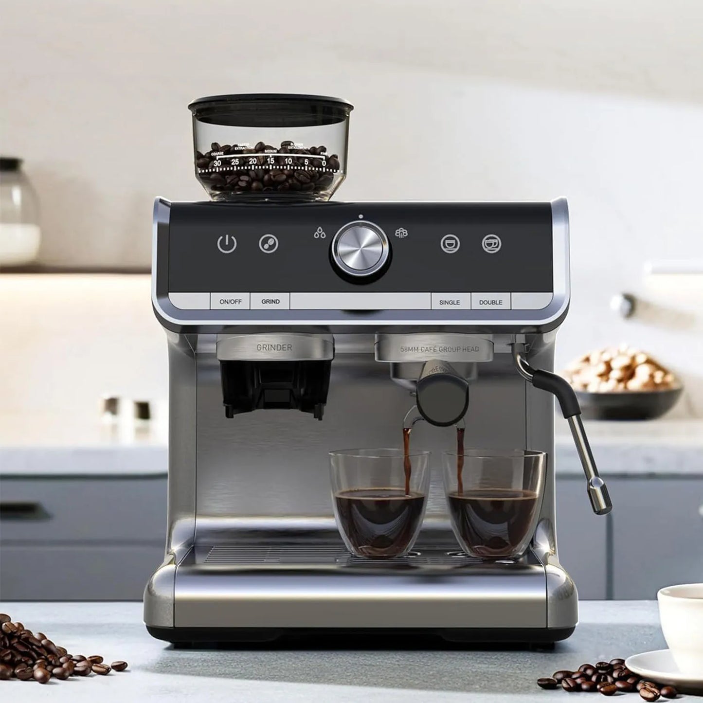 Acekool 20 Bar Espresso Machine With Grinder For Home Use