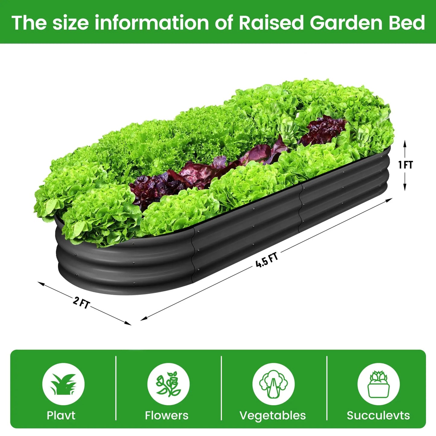 HiMISS Galvanized Steel Raised Garden Bed 2 Pack Open Base