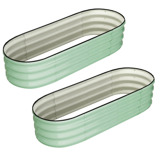 HiMISS Two Pack Oval Galvanized Raised Garden Bed Outdoor Planter