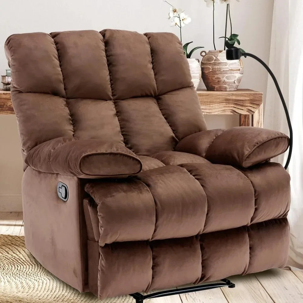 CHENGWEI Oversized Velvet Recliner Chair for Adults