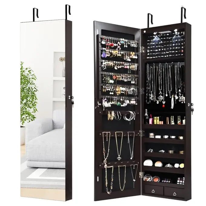 XIAOLANG Moccha Wall Mounted Jewelry Armoire With LED Lights