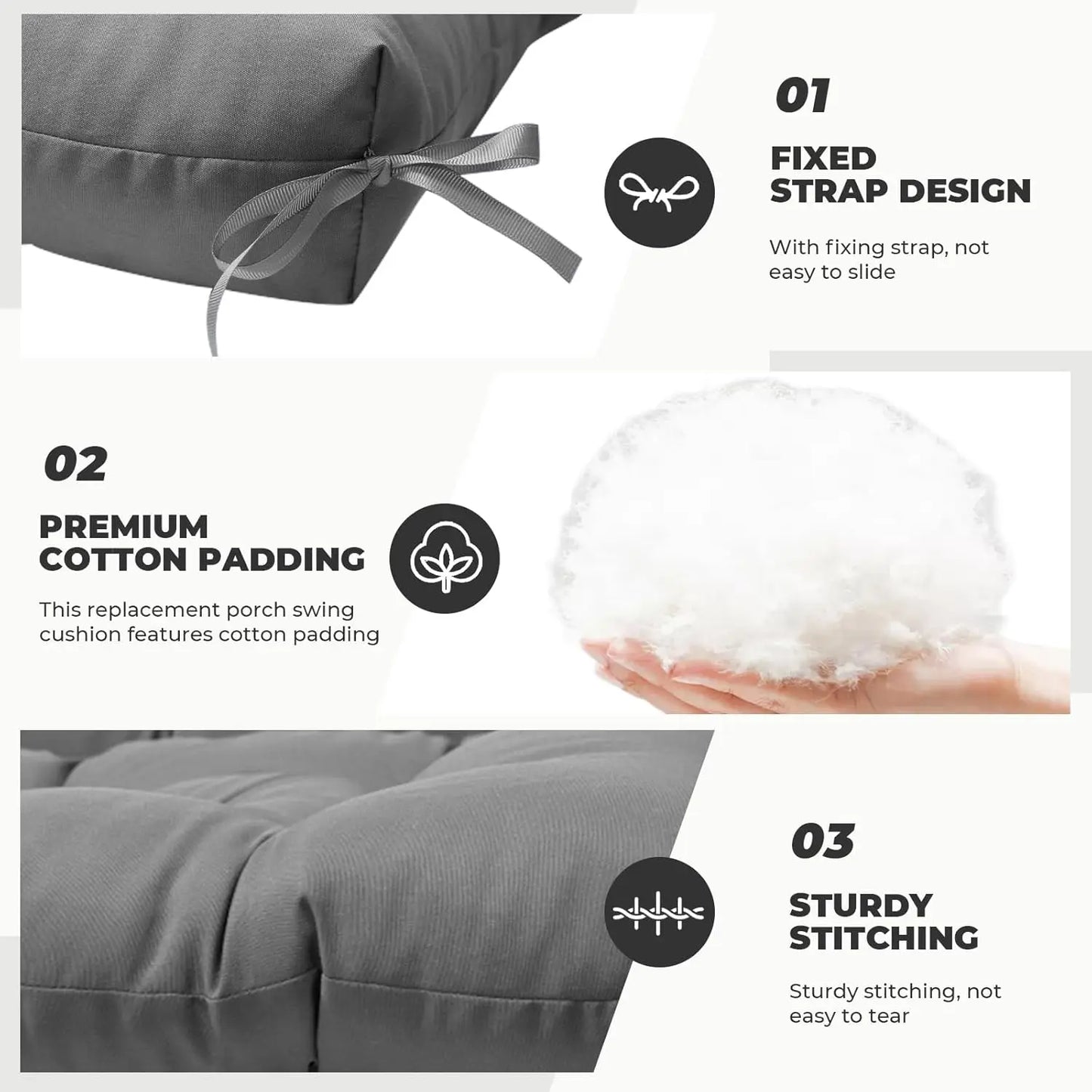 Waterproof Outdoor Swing Cushion With Backrest For Patio Furniture