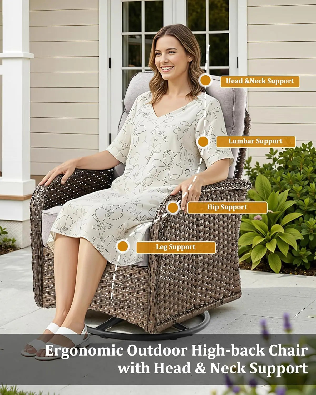 Three Piece Outdoor Patio Set With Cushions Swivel Rockers Table