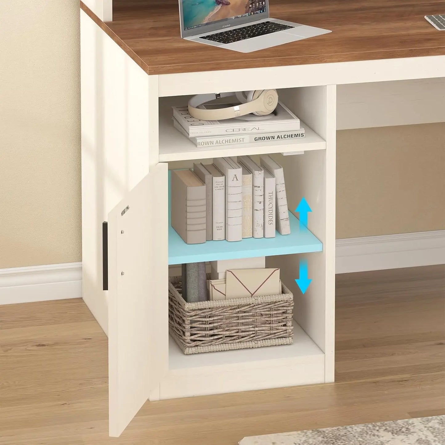 NONEDesk Executive Computer Desk With File Drawer And Cabinet