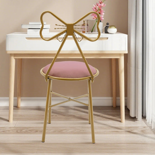 Bymaocar Butterfly Backrest Chair Iron Vanity Stool for Home