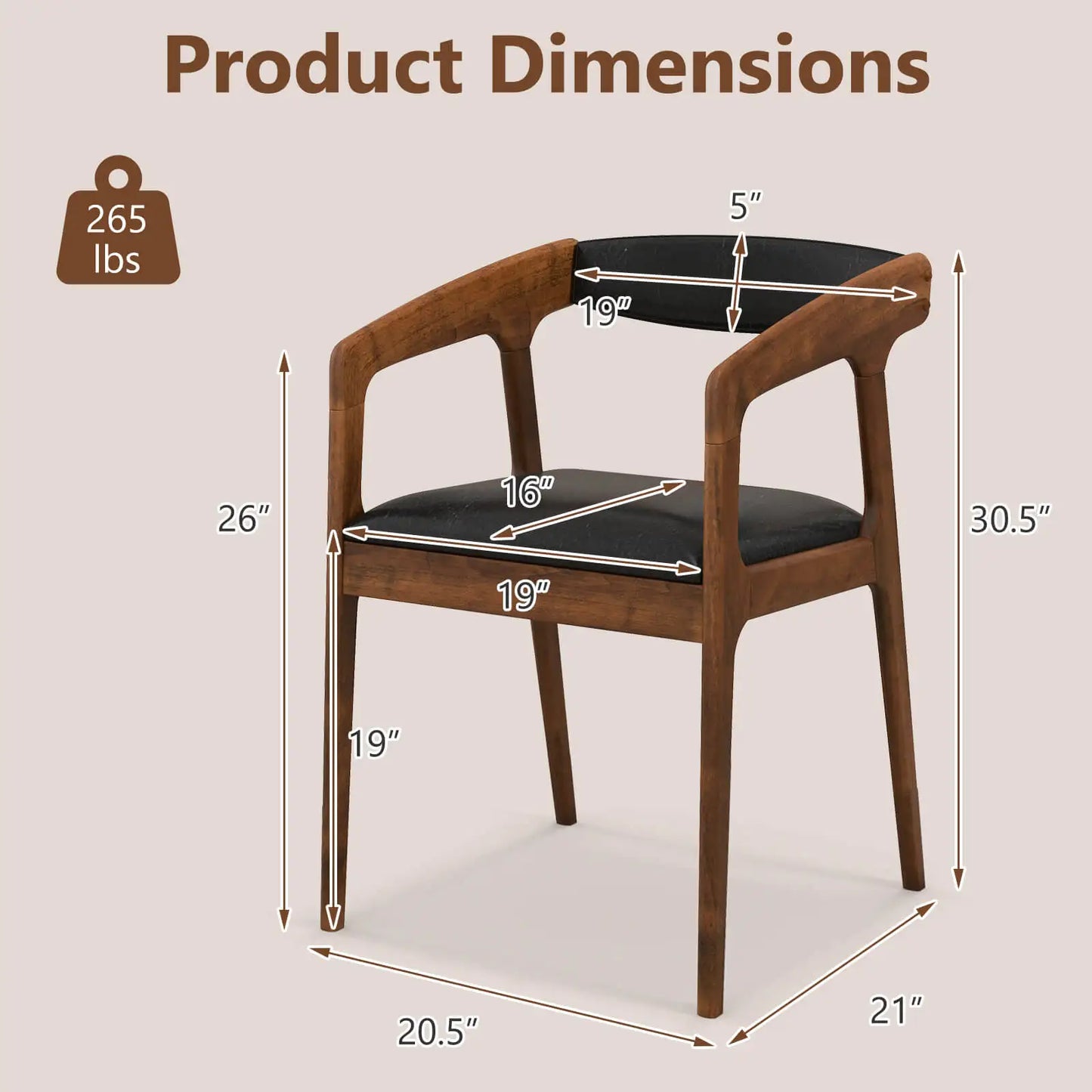 HOMASIS Set Of 4 PU Leather Accent Armchairs With Backrests