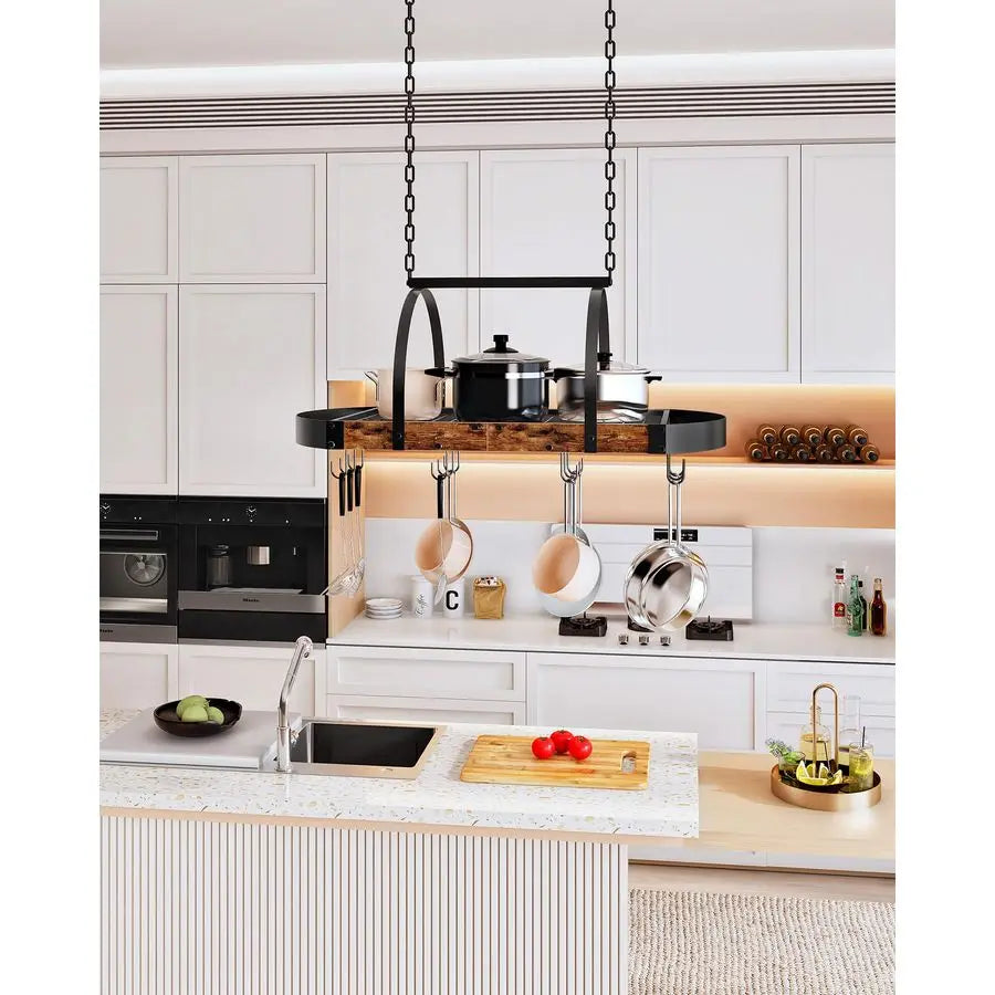 Ceiling Pot Rack With 12 S Hooks For Kitchen Storage