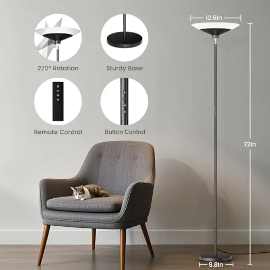 LED Torchiere Floor Lamp With 30W Dimmer 1800Lm 3000K 6500K
