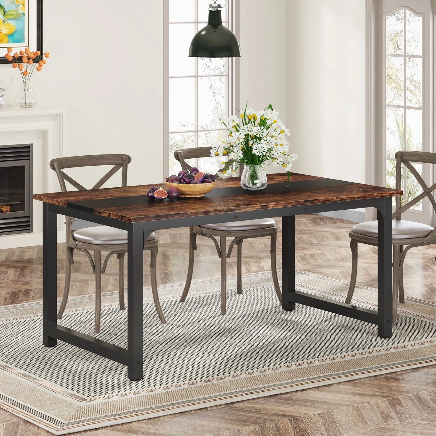 Tribesigns Industrial Dining Table For Six To Eight People