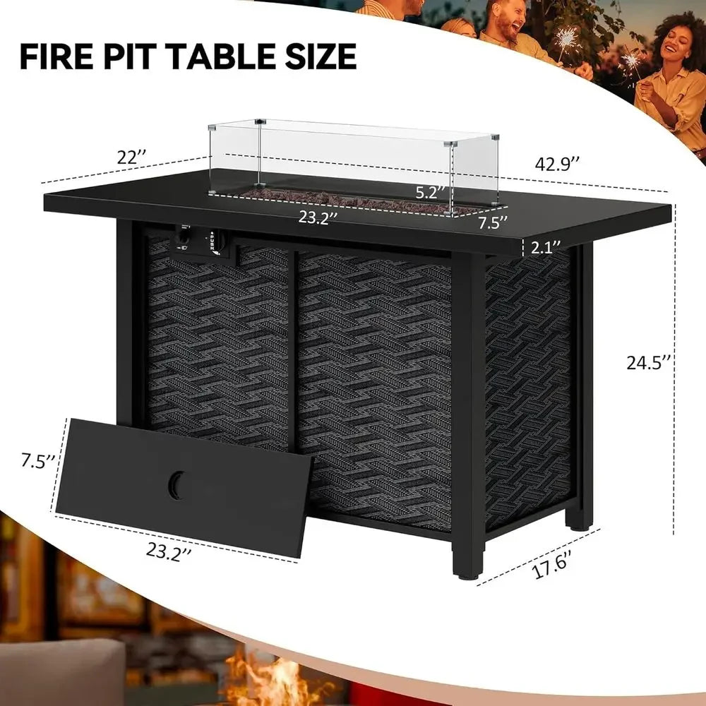 Outdoor Gas Fire Pit Table With 50,000 BTU Removable Lid