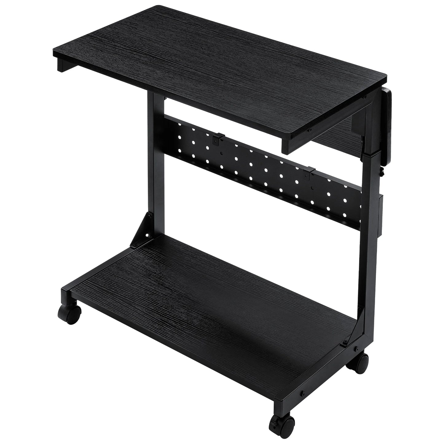 JHK 2-Tier Mobile Standing Sofa Desk 25IN Height Adjustable PC Stand with Folding Panel Rolling Computer Cart Desk For Home