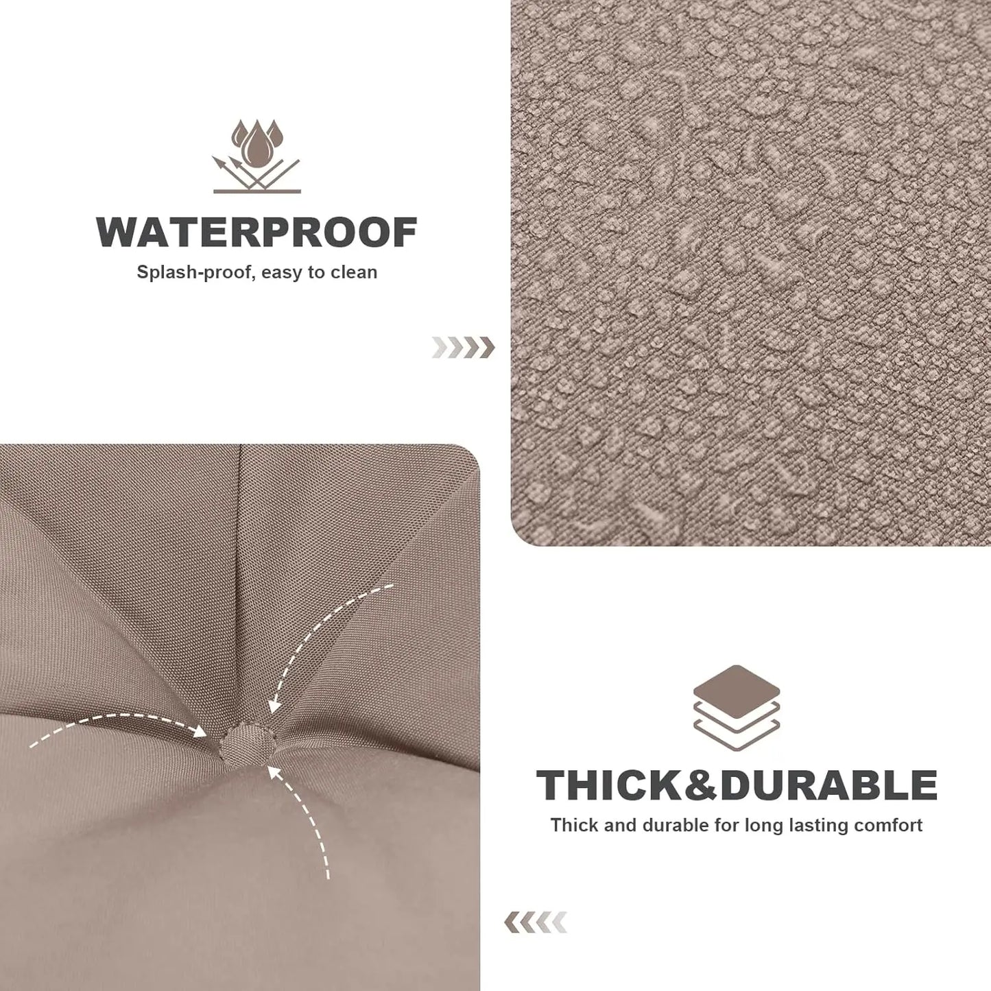 Waterproof Outdoor Swing Cushions With Backrest And Ties For Three