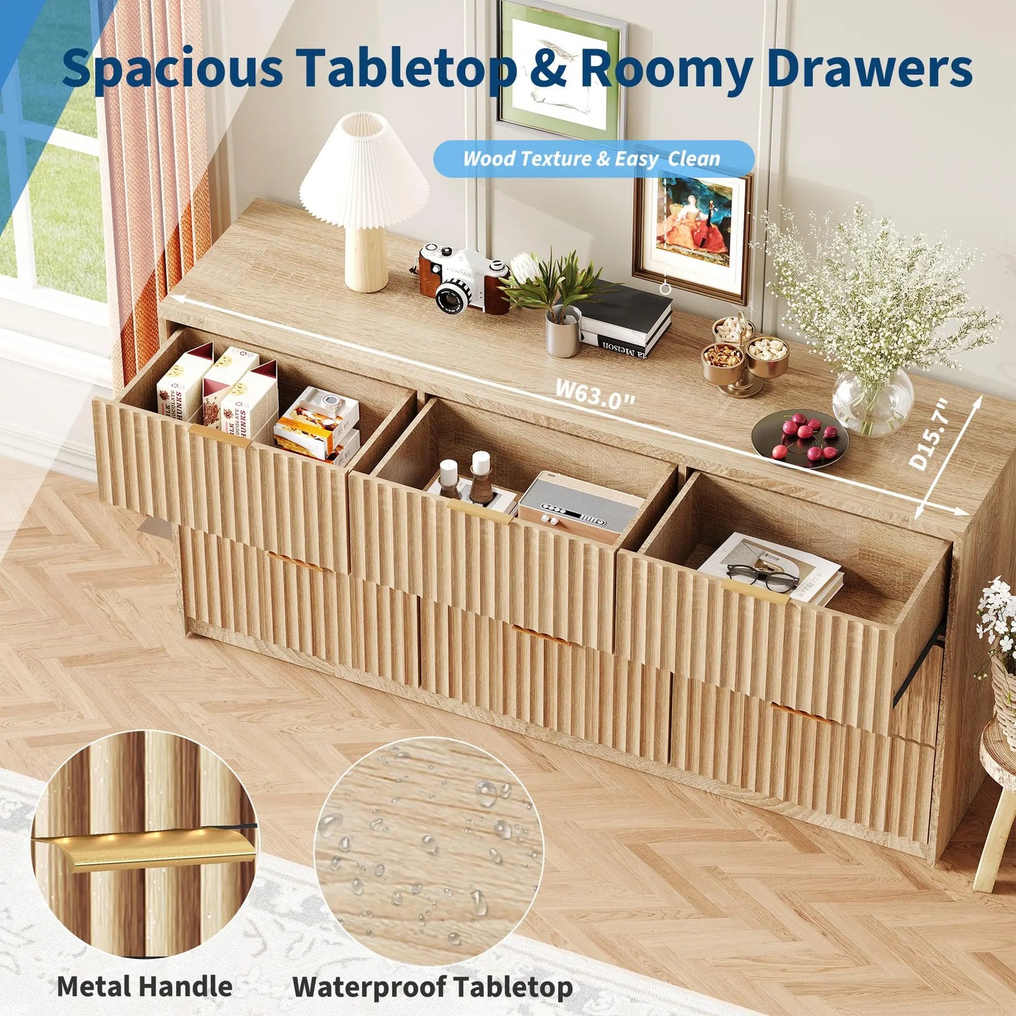 HiMISS 9 Drawer Dresser Chest of Drawers Modern Bedroom Storage