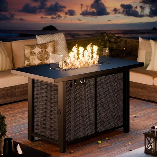 Outdoor Gas Fire Pit Table With 50,000 BTU Removable Lid