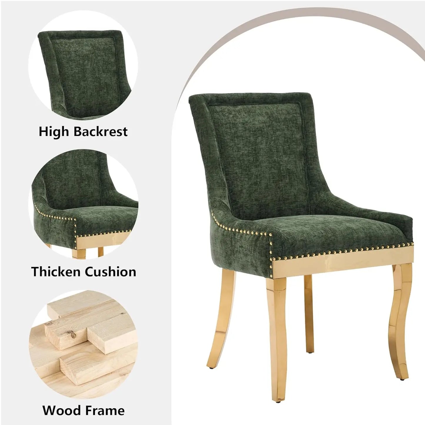 Upholstered Dining Chairs Set Of 2 Nailhead Trim Padded