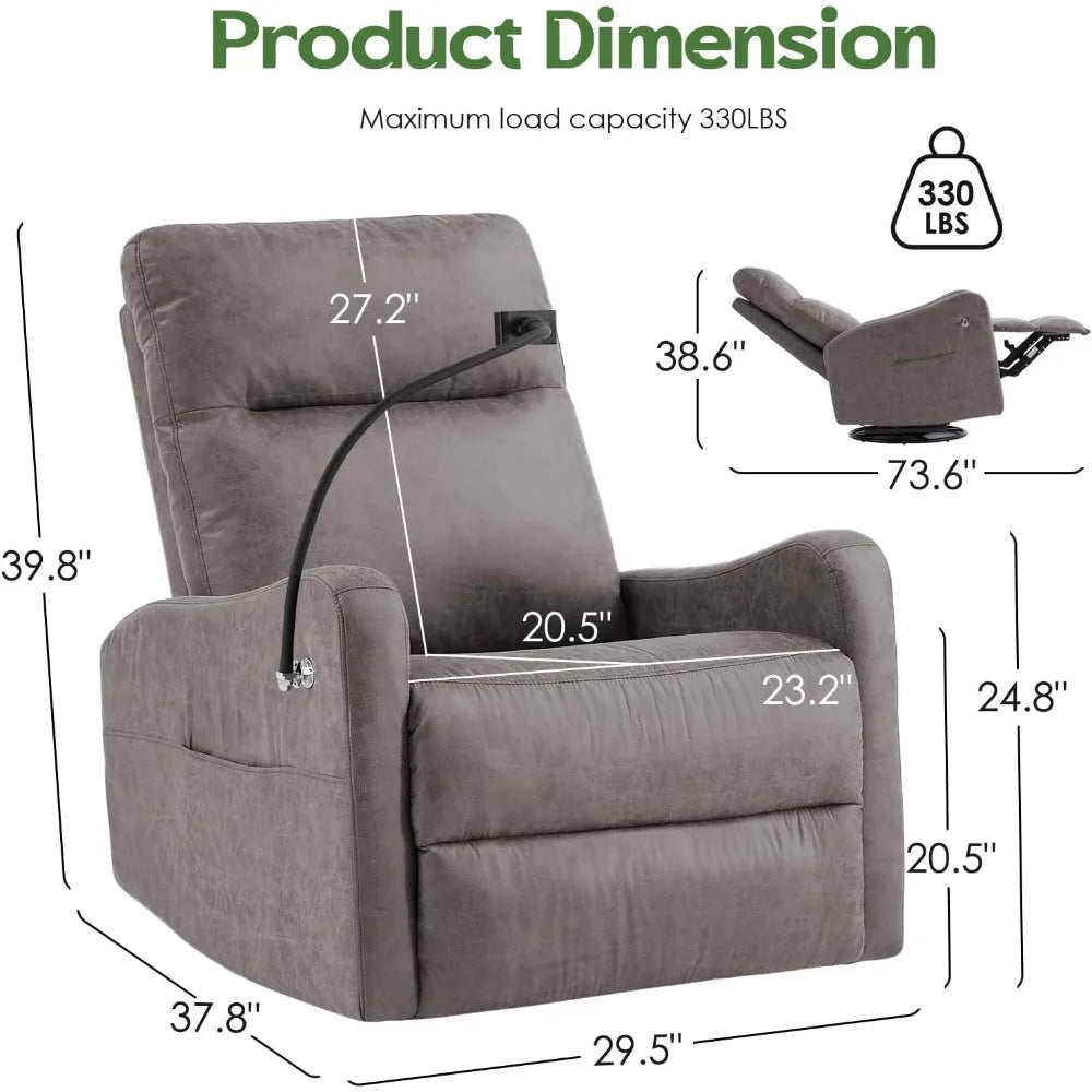 Leather Recliner Chair With Swivel Rocker And Phone Holder