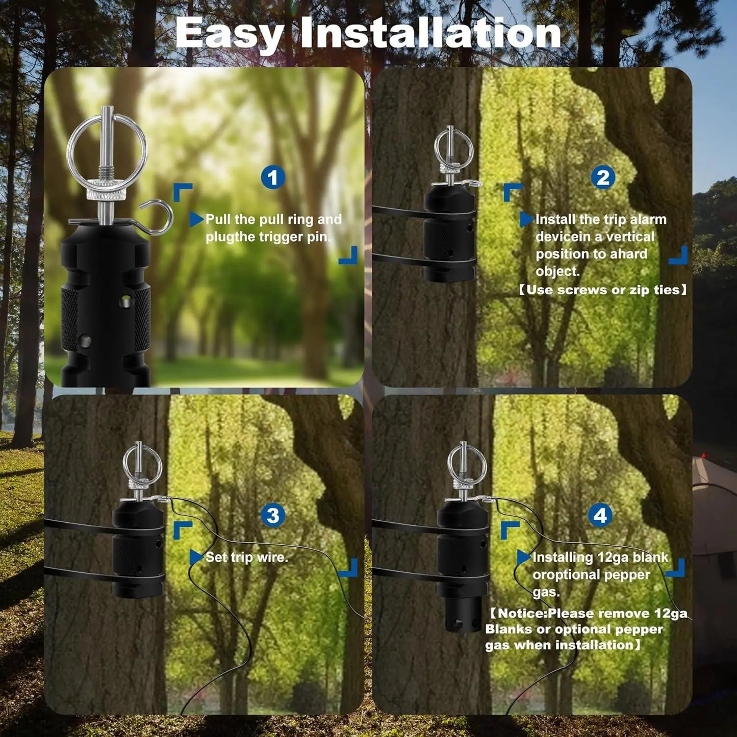 Perimeter Trip Alarm 4 Pack for Camping and Intruder Safety