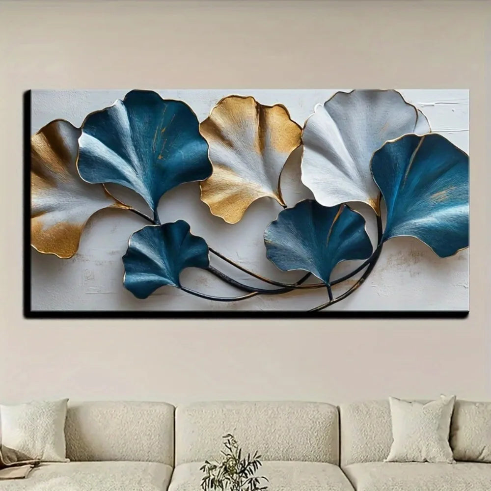 Leaf Canvas Wall Art Still Life in Pine Wood Frame