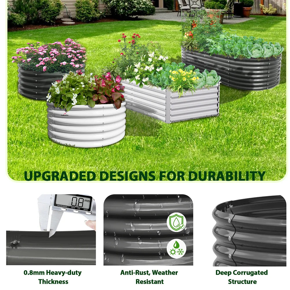 Tramull Galvanized Raised Garden Planter Box for Vegetables and Herbs