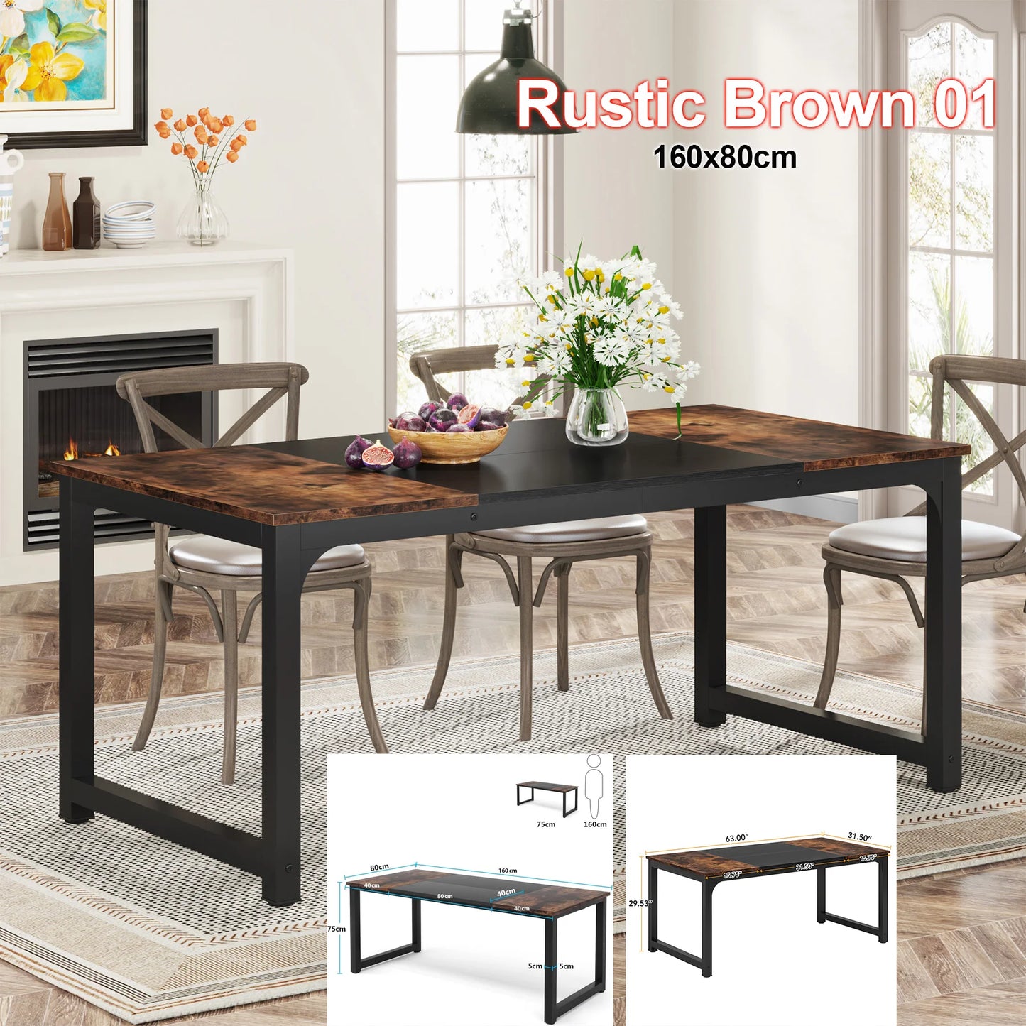 Tribesigns Industrial Dining Table For Six To Eight People