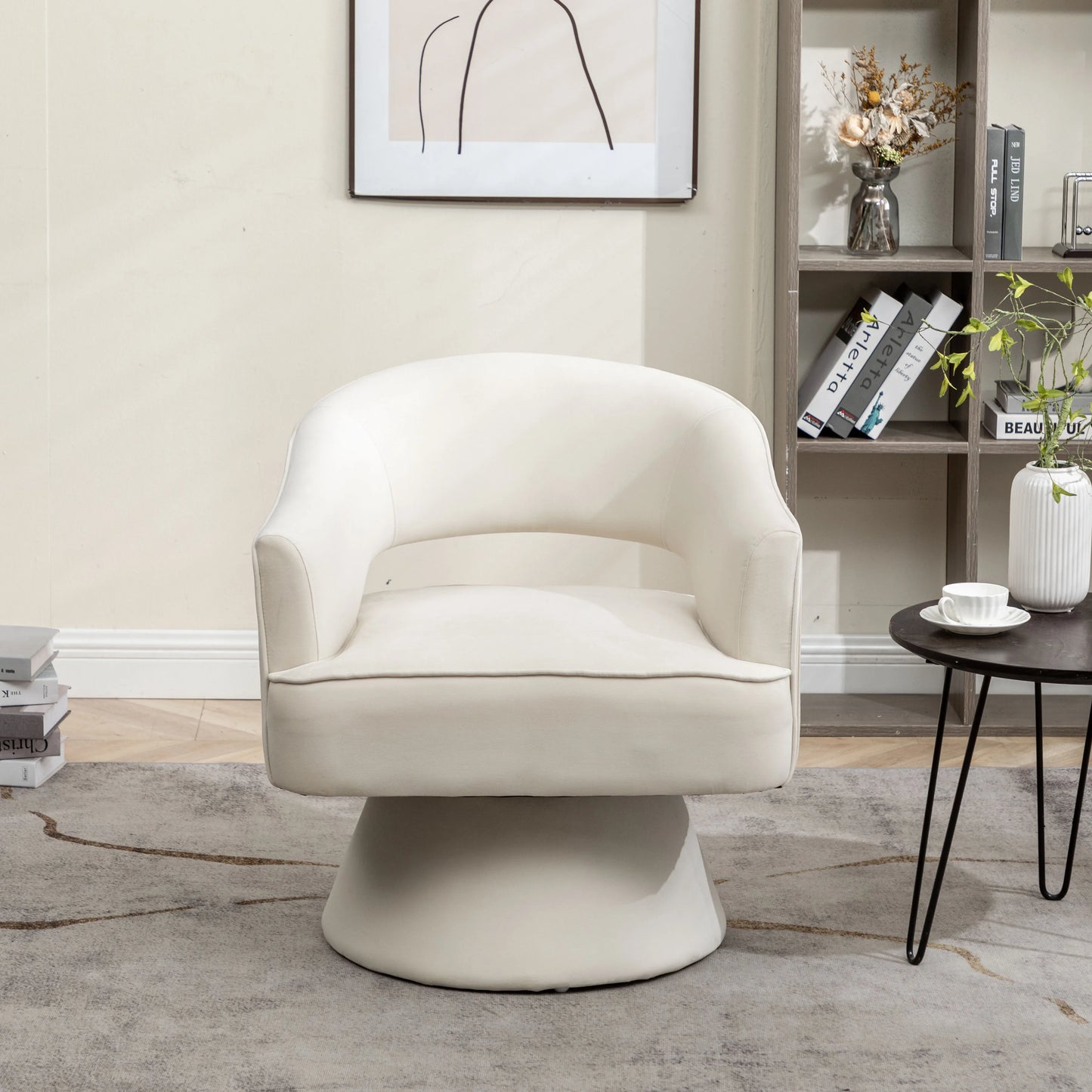 Seyner Modern Velvet Swivel Arm Chair Living Room Sofa