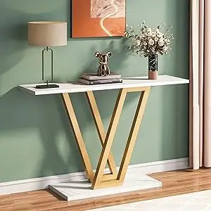 LITTLE TREE Industrial Console Table Hallway Entryway Sofa Table