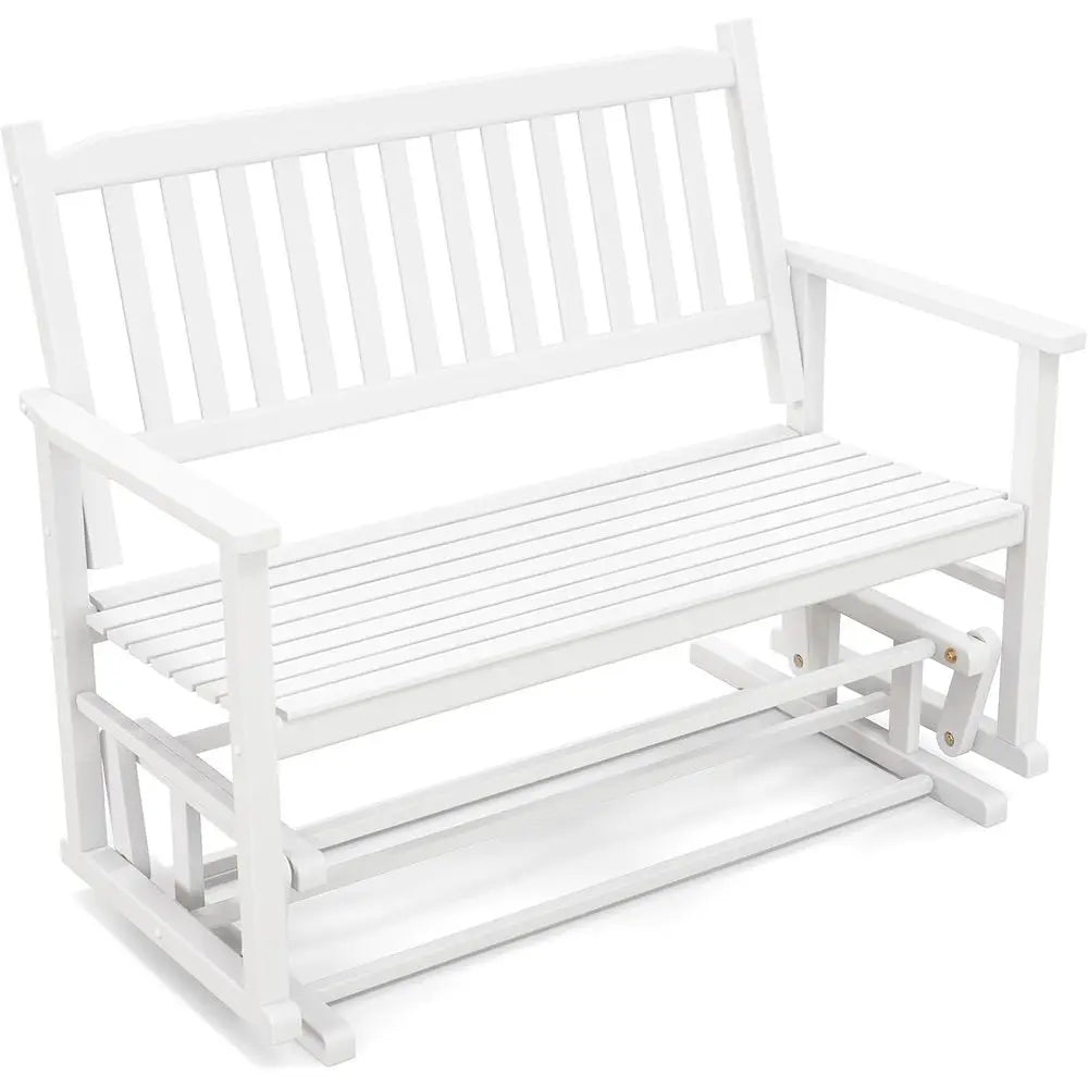 Outdoor Wood Patio Swing Glider Loveseat For Porch Or Garden