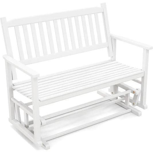 Outdoor Wood Patio Swing Glider Loveseat For Porch Or Garden