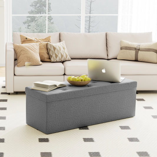 JHK Folding Storage Ottoman Bench Living Room With Hidden Footstool