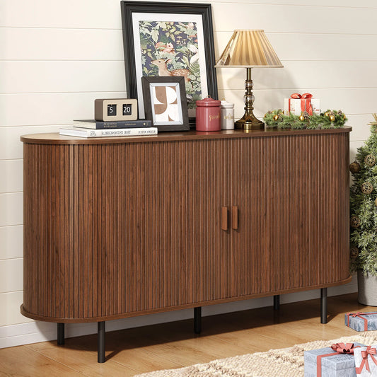ONBRILL Sideboard Buffet Cabinet With Sliding Door And Adjustable Shelves