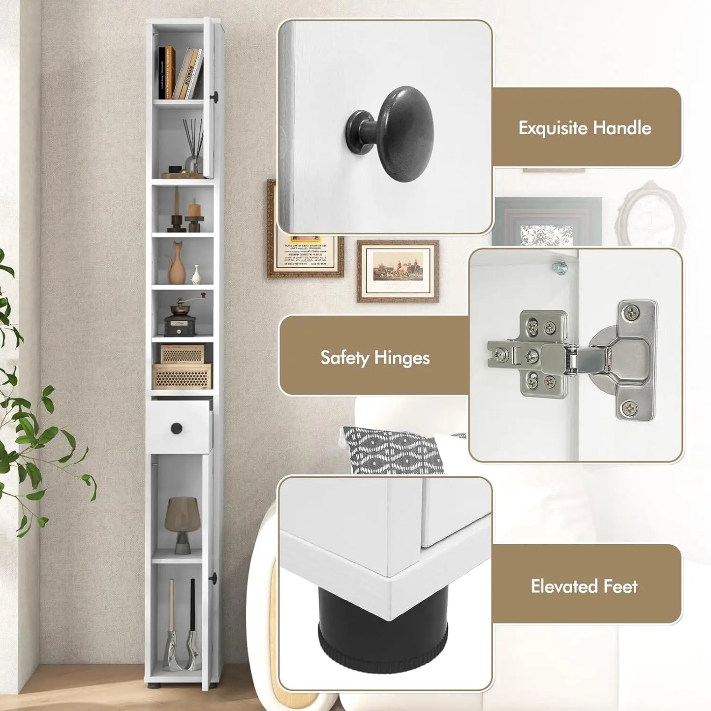 Storage Cabinet With Adjustable Shelves Anti Tip Bathroom