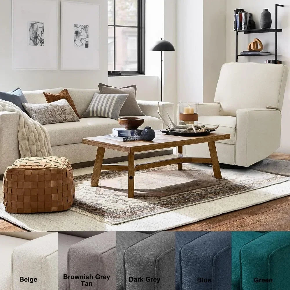 Swivel Rocker Recliner Chair Leather Upholstered for Living Room