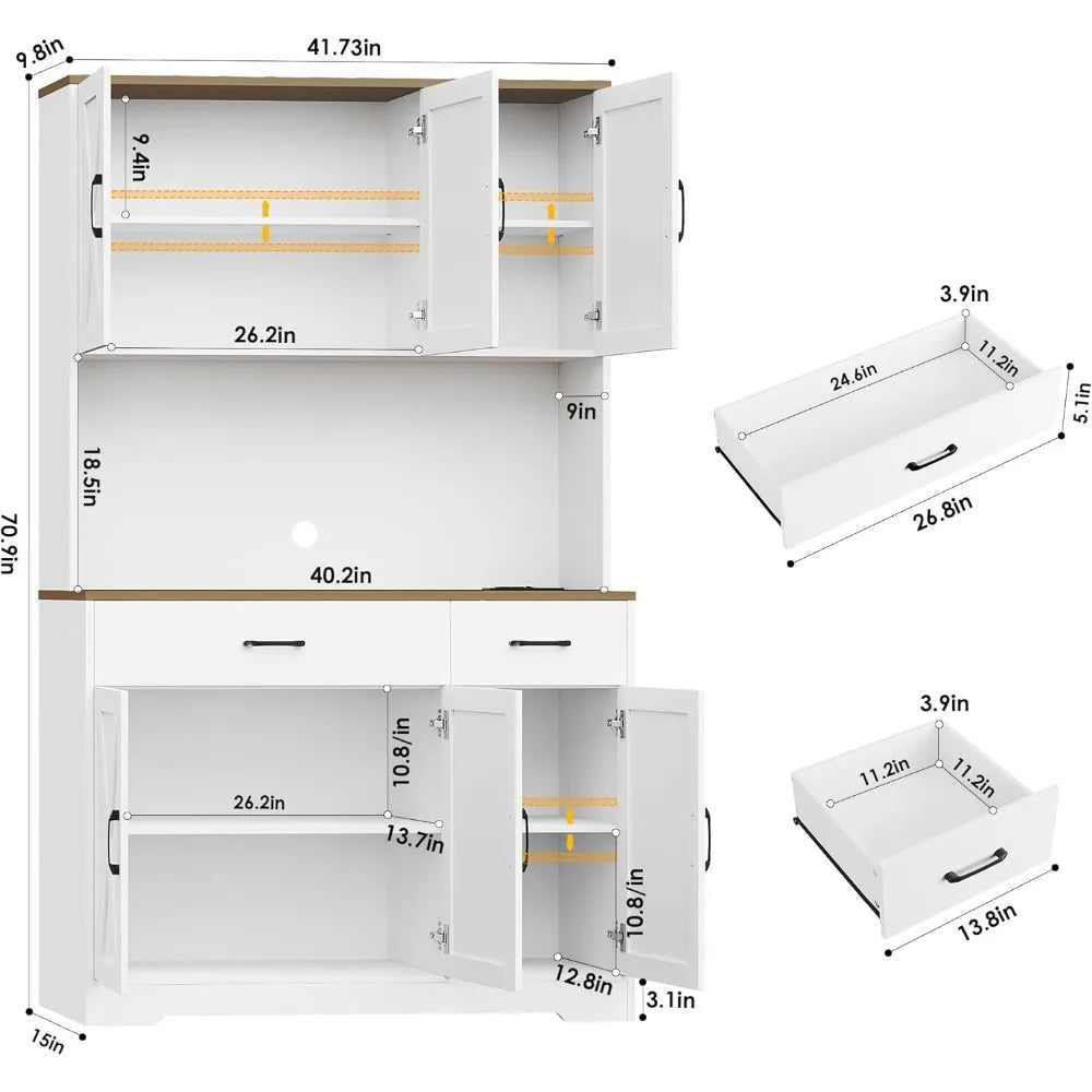 Pantry Cabinet With Charging Station And Microwave Stand