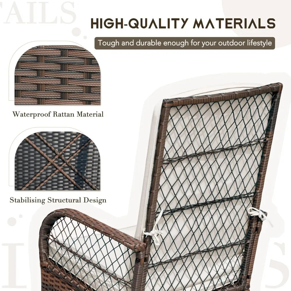 Outdoor Rocking Chairs 3 Piece Patio Set With Cushions