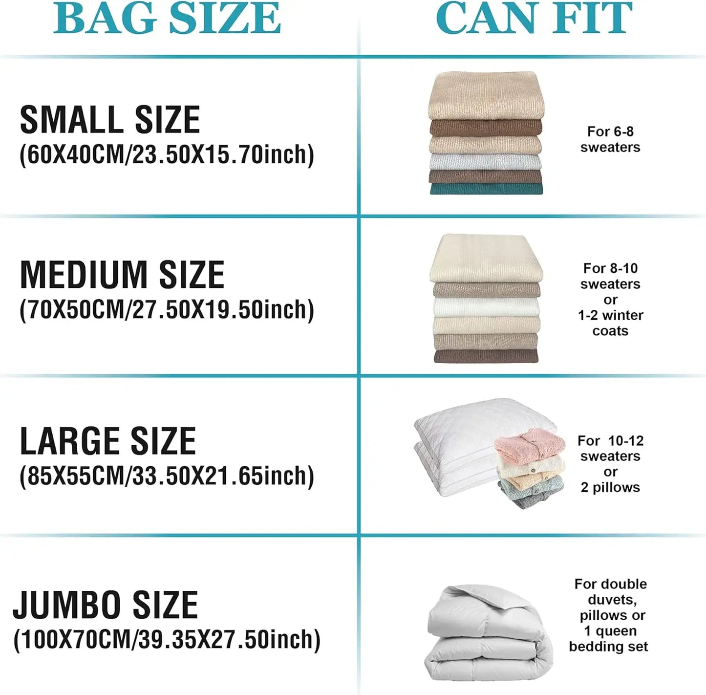 Jumbo Vacuum Storage Bags Space Saver For Clothes Bedding Travel