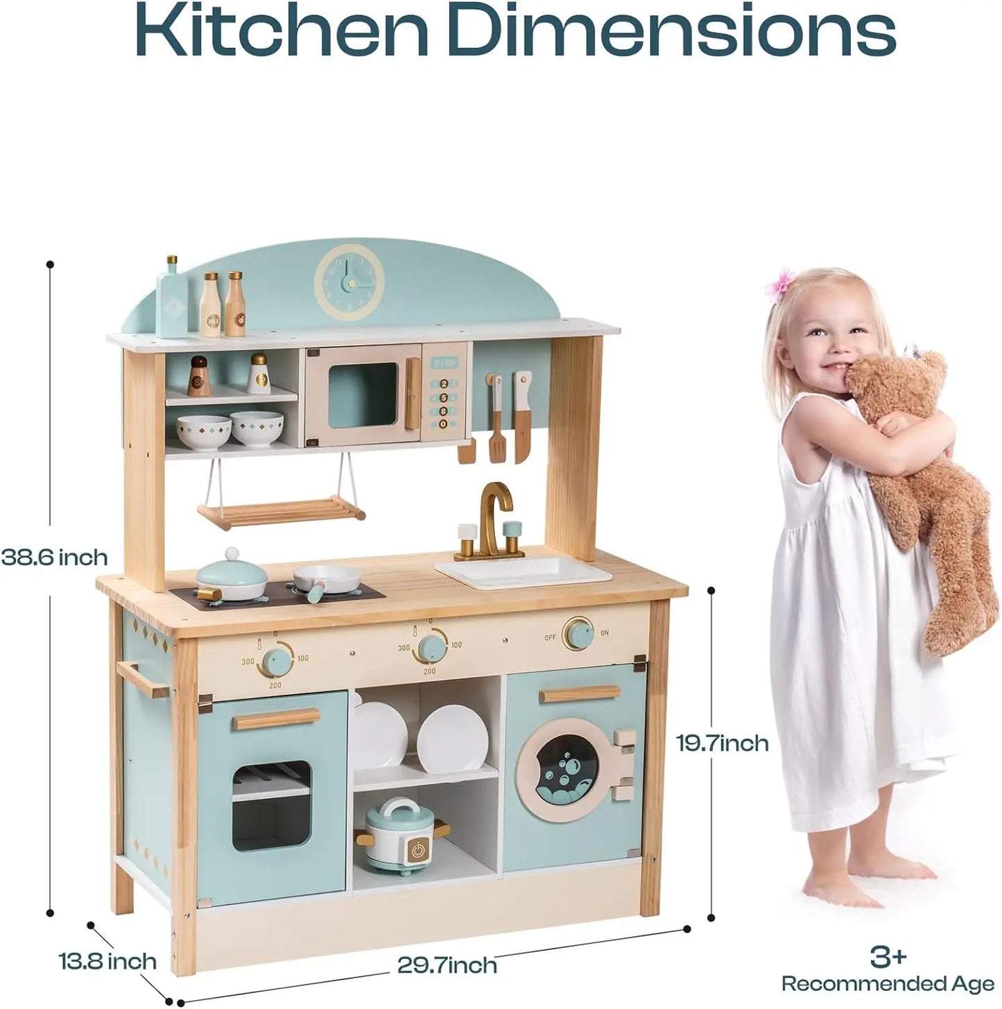 Robotime Wooden Kitchen Playset With Washing Machine And Dishwasher