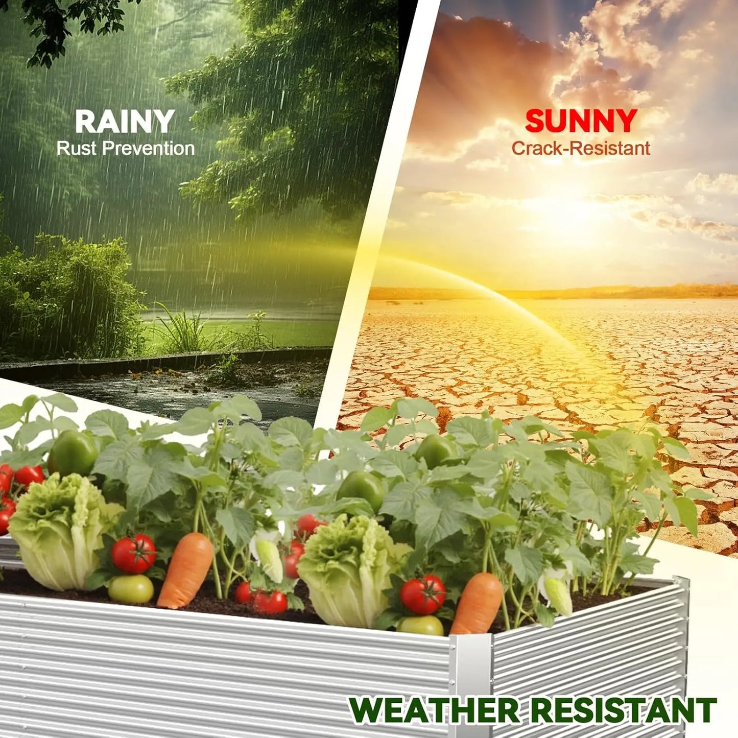 3-Pack Galvanized Steel Raised Garden Beds For Vegetables And Flowers