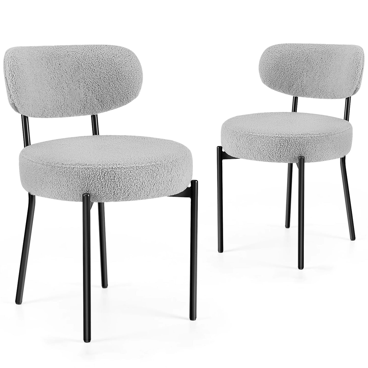 JHK Ergonomic Round Dining Chairs Set Of 2 Plush Fabric With Metal Legs